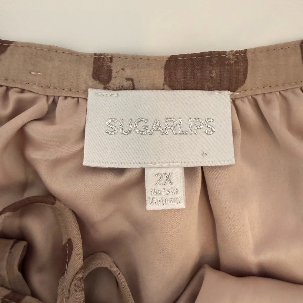 Sugarlips Taupe Patterned Long Sleeve Dress - Picture 4 of 7